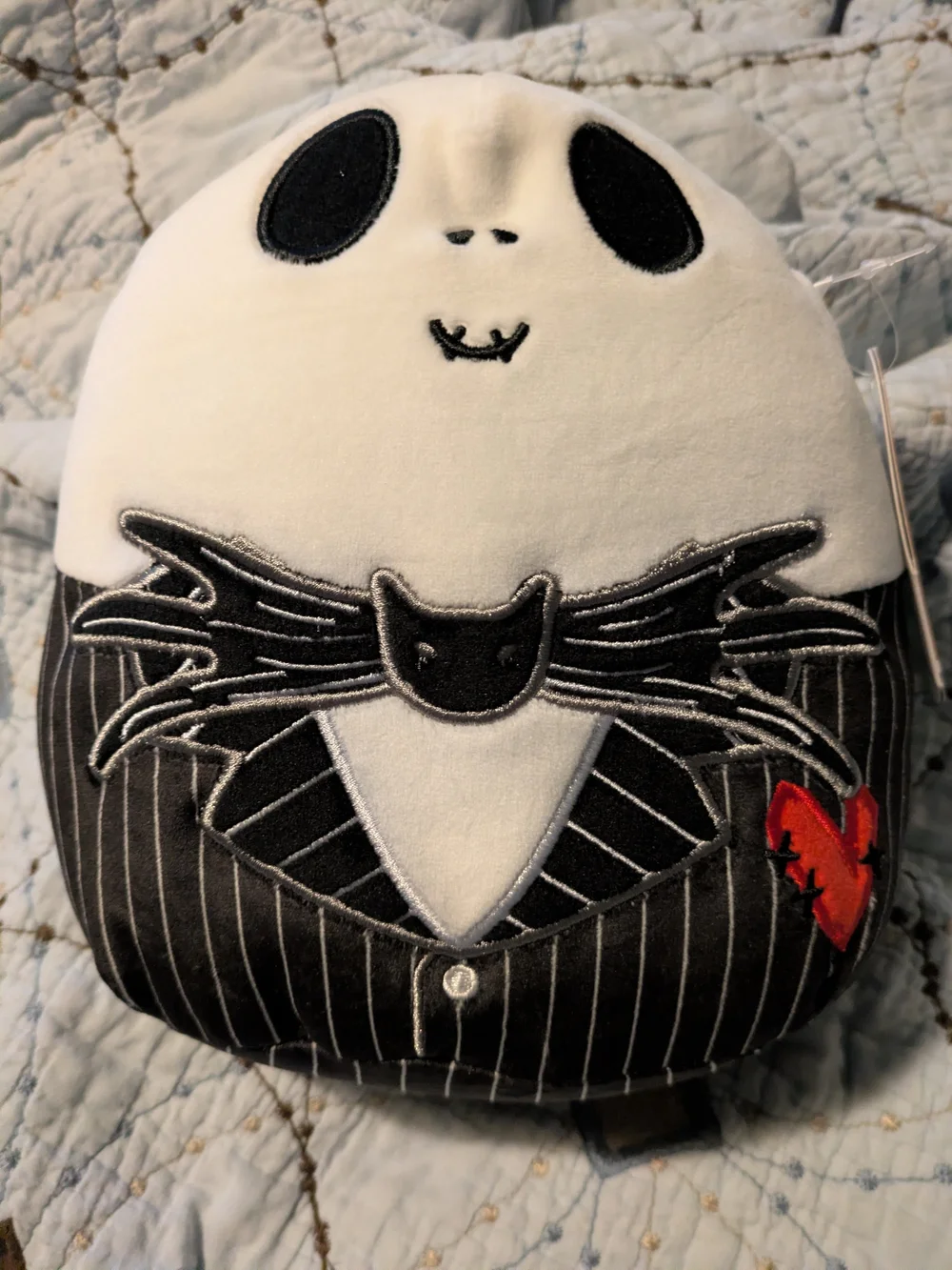 Disney Black and White Jack Skellington Plush Pillow with Red Heart Accent